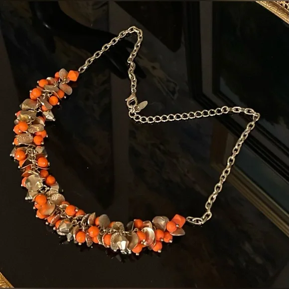 3 for $30 Vintage GoldTone Cluster Beaded Necklace Orange Gold Beads Signed VCLM - Picture 9 of 12